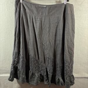VTG women crochet skirt 1X black eyelet lace boho western festival fairy grunge